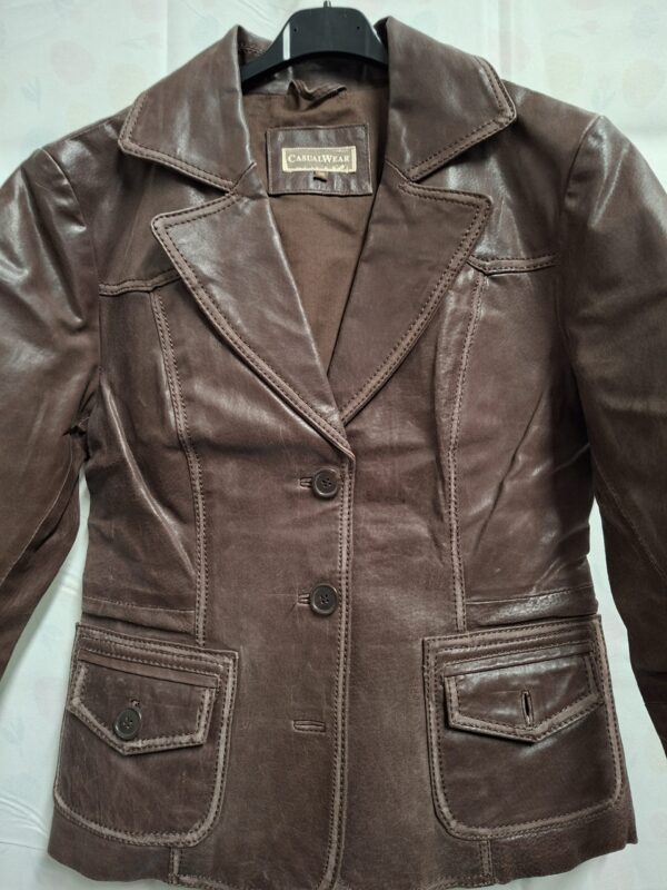 CasualWear leren jasje chocoladebruin dames maat 38
