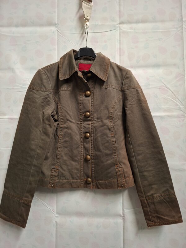 Wax katoenen jasje khaki met rugprint dames maat M