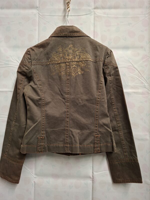 Wax katoenen jasje khaki met rugprint dames maat M