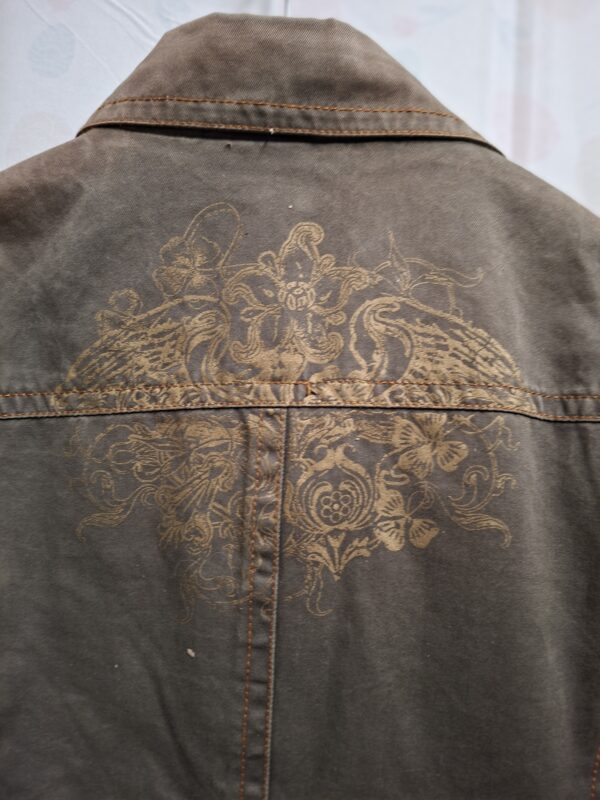 Wax katoenen jasje khaki met rugprint dames maat M