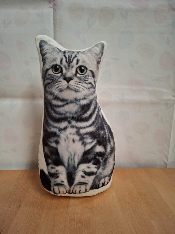 Villa Volance deurstopper kat - Grijs gestreept - 31 cm