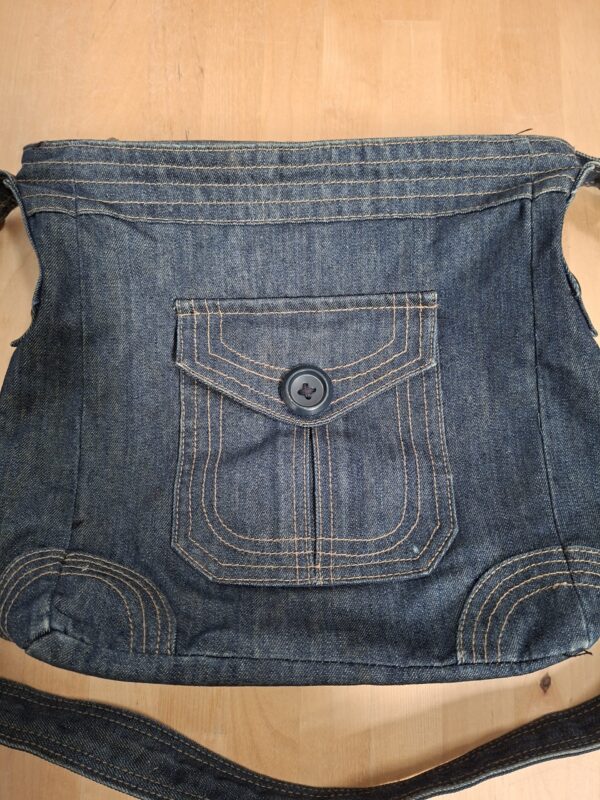 Denim schoudertas / crossbody tas - Donkerblauw - 35×36 cm