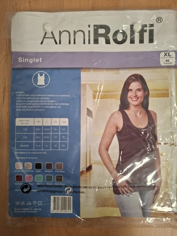 Anni Rolfi singlet - Antraciet - Maat XL (46)