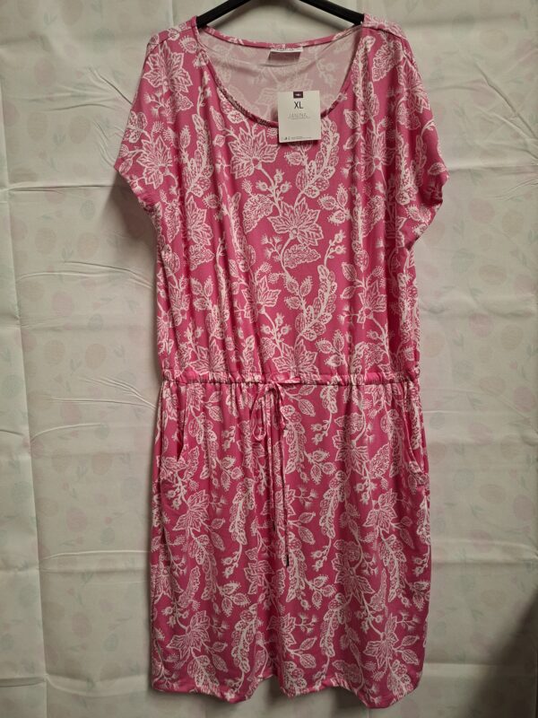 Janina zomerjurk bloemenprint roze maat XL