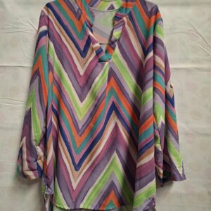 Italiaanse tuniek blouse multicolor zigzag print maat 46