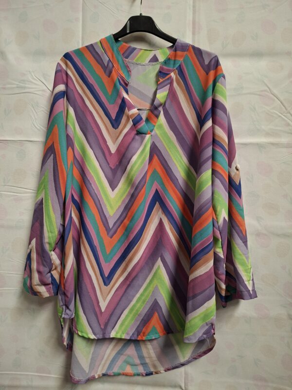 Italiaanse tuniek blouse multicolor zigzag print maat 46