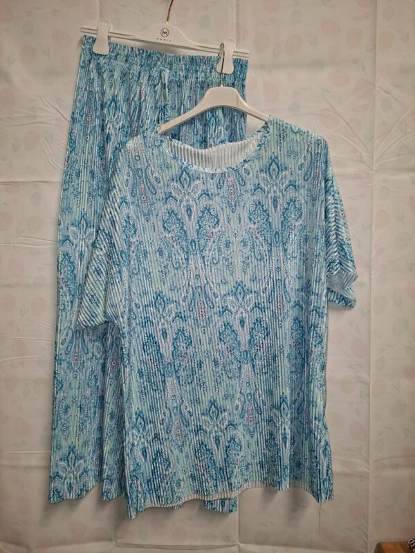 Ibiza boho set crop top + broek turquoise bloemenprint maat S/M