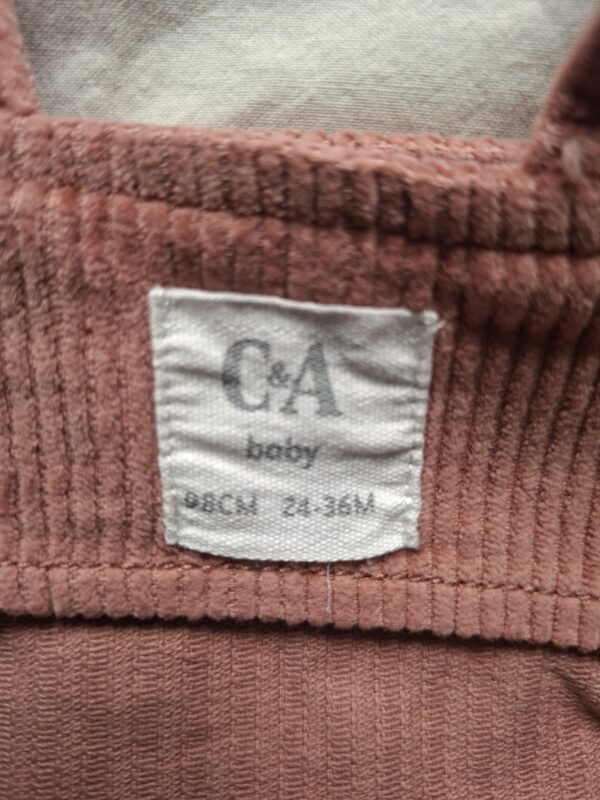 C&A corduroy tuinjurk met bloemetjes oudroze maat 98