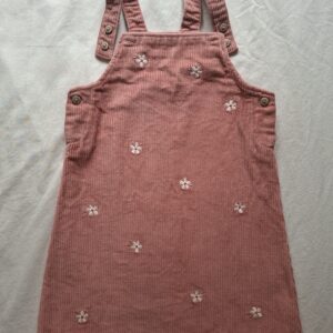 C&A corduroy tuinjurk met bloemetjes oudroze maat 98