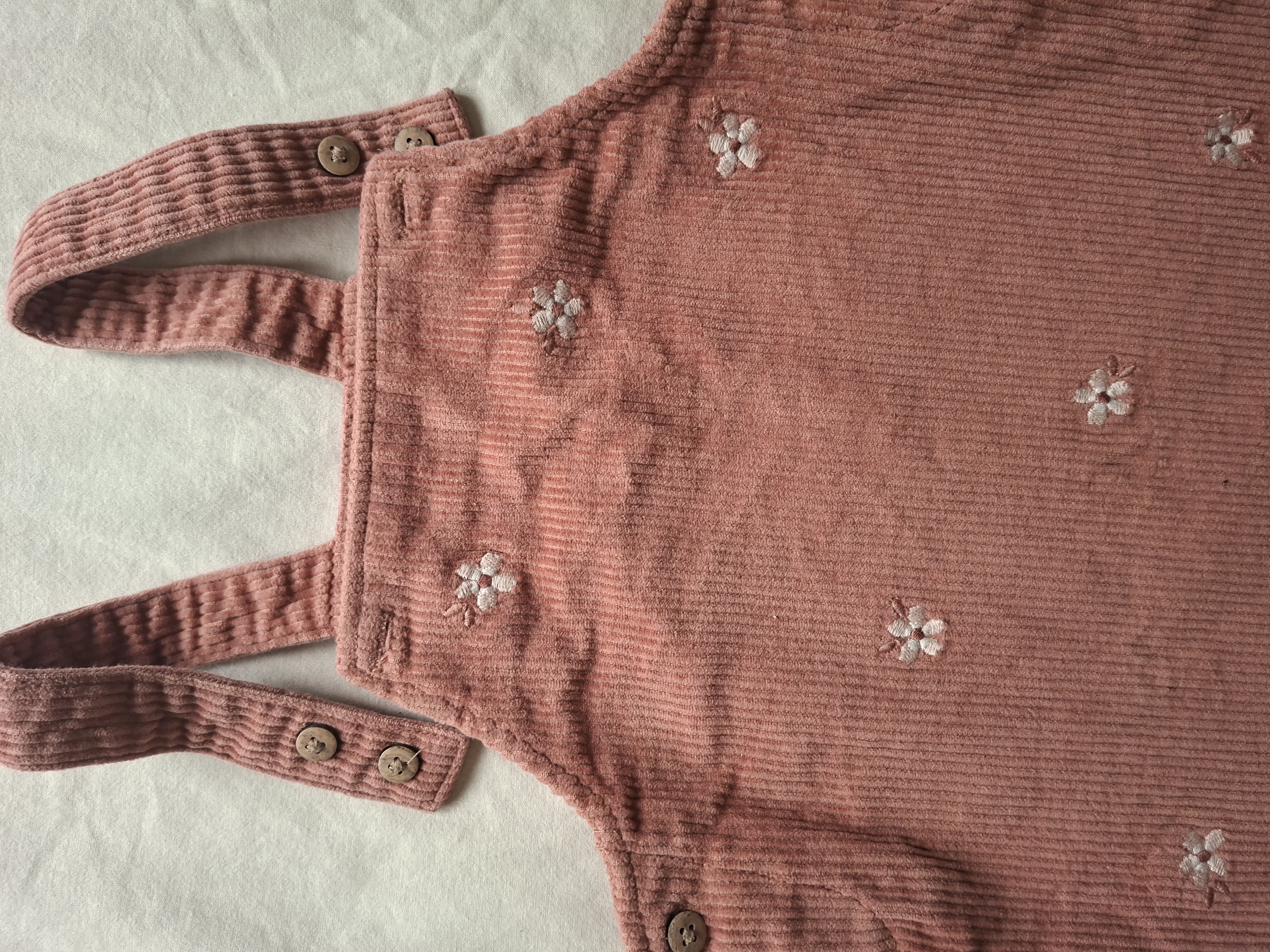 C&A corduroy tuinjurk met bloemetjes oudroze maat 98