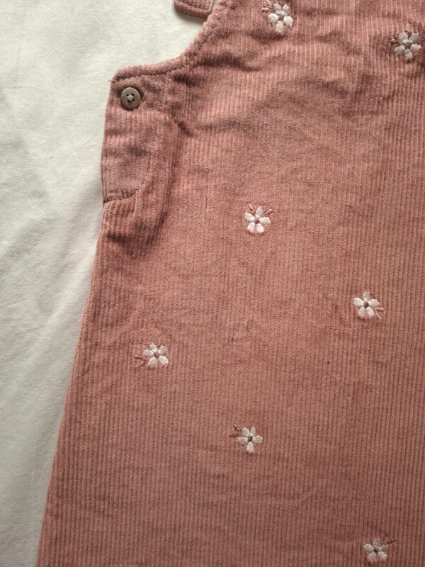 C&A corduroy tuinjurk met bloemetjes oudroze maat 98