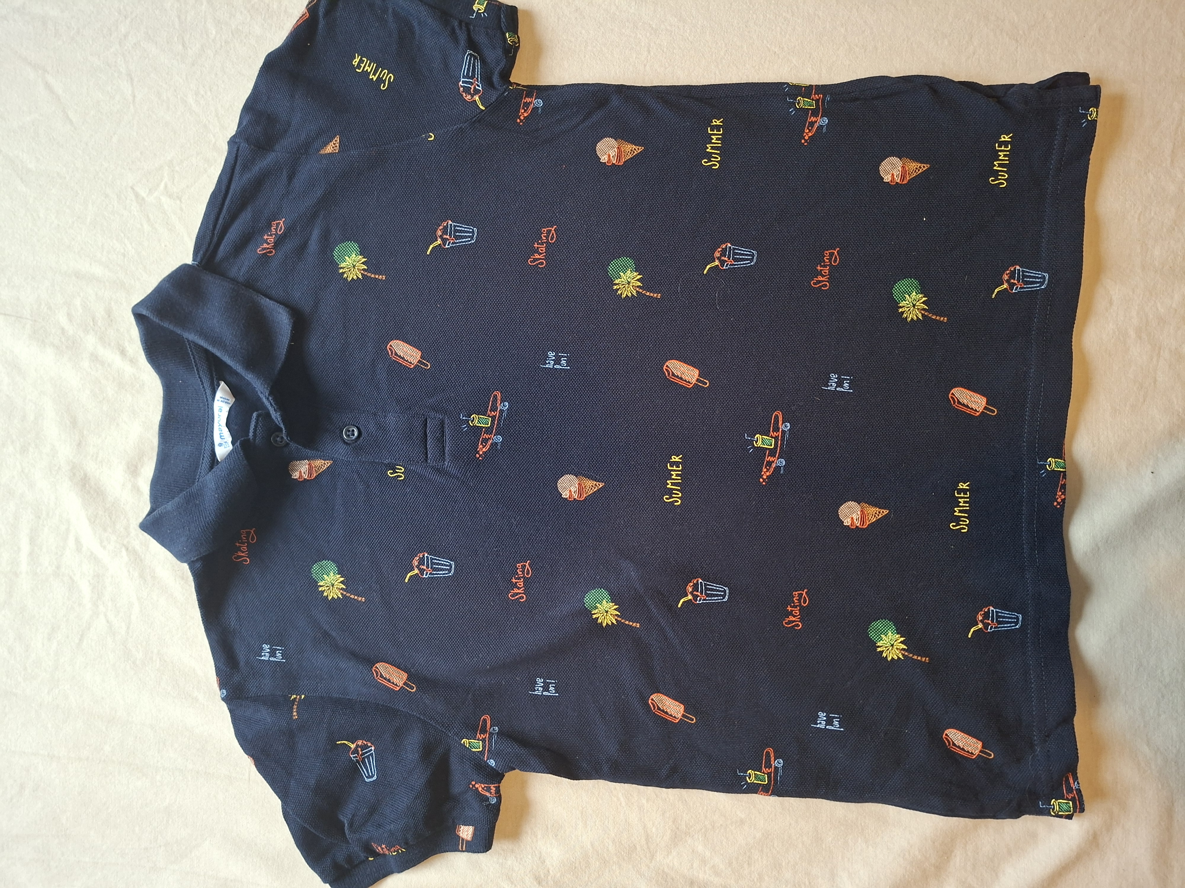 Mayoral poloshirt donkerblauw zomer neon print maat 134