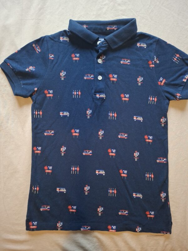 Mayoral poloshirt donkerblauw retro Americana print maat 128