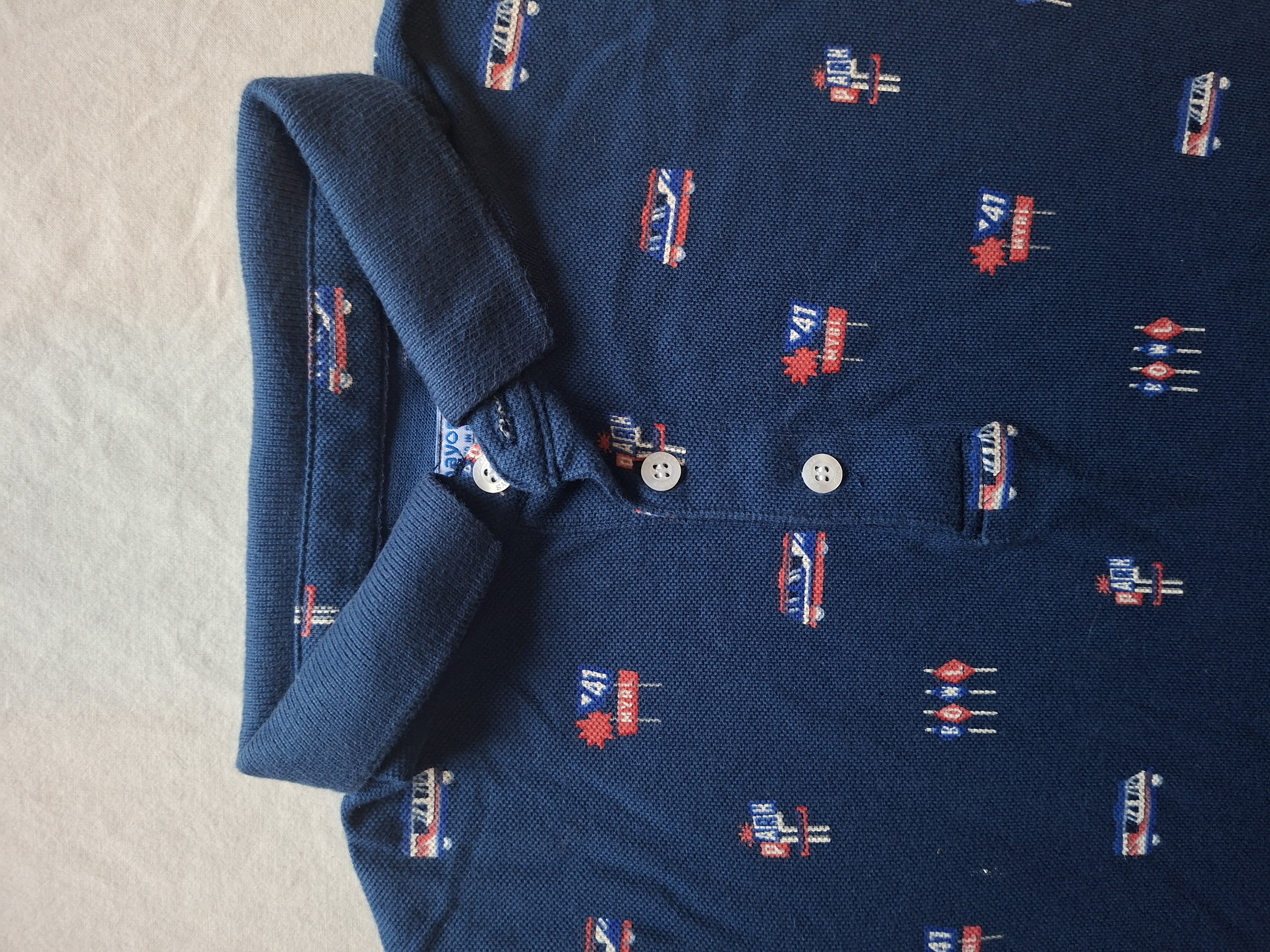 Mayoral poloshirt donkerblauw retro Americana print maat 128