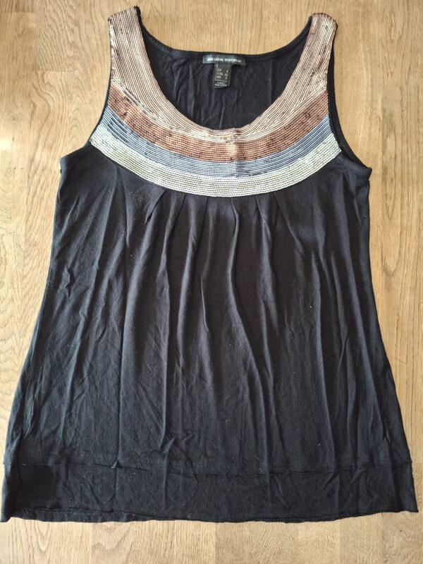 MNG Casual Sportswear zwart hemdje pailletten hals maat XS