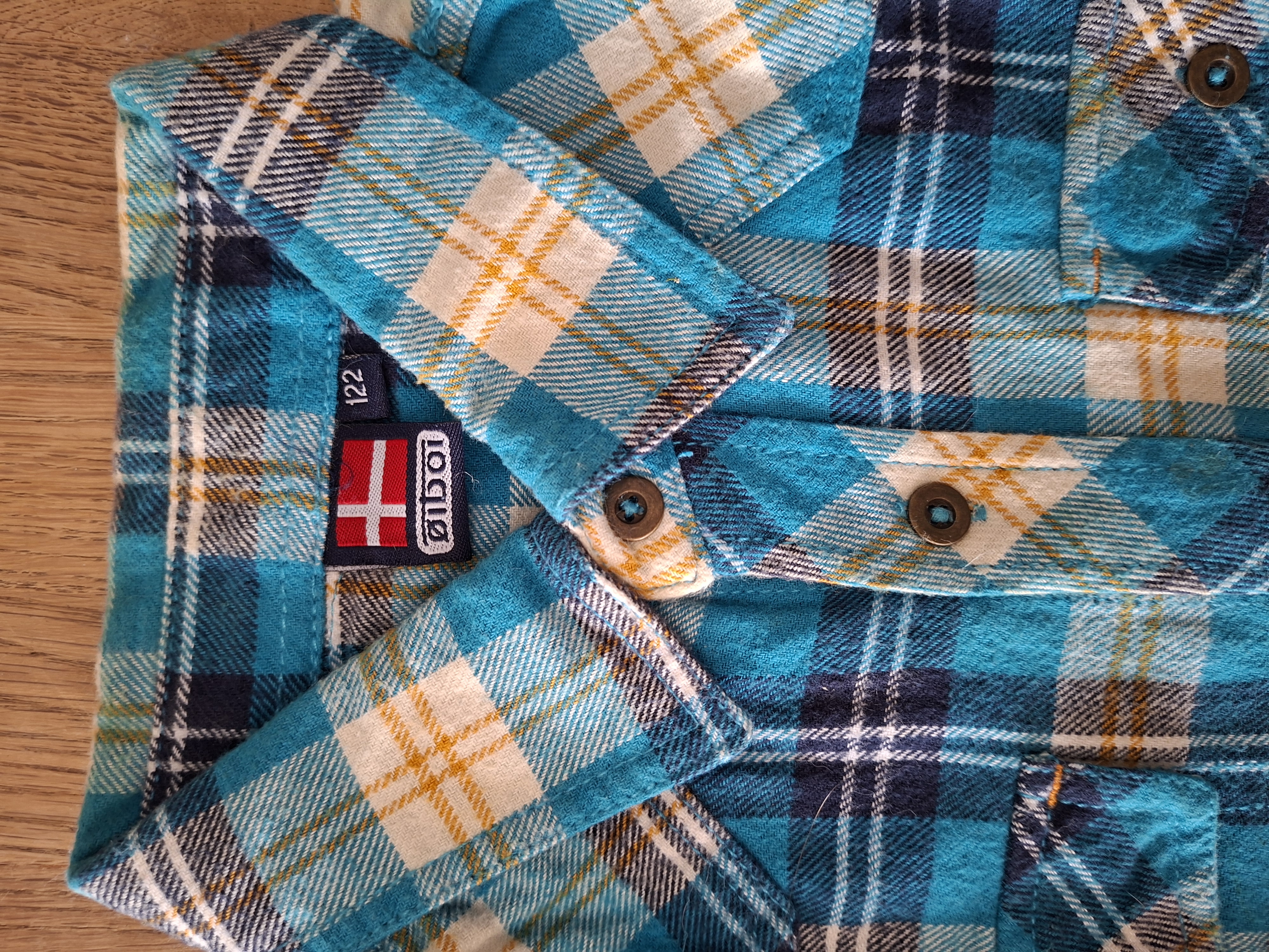 Øiboi flanellen overhemd turquoise geblokt