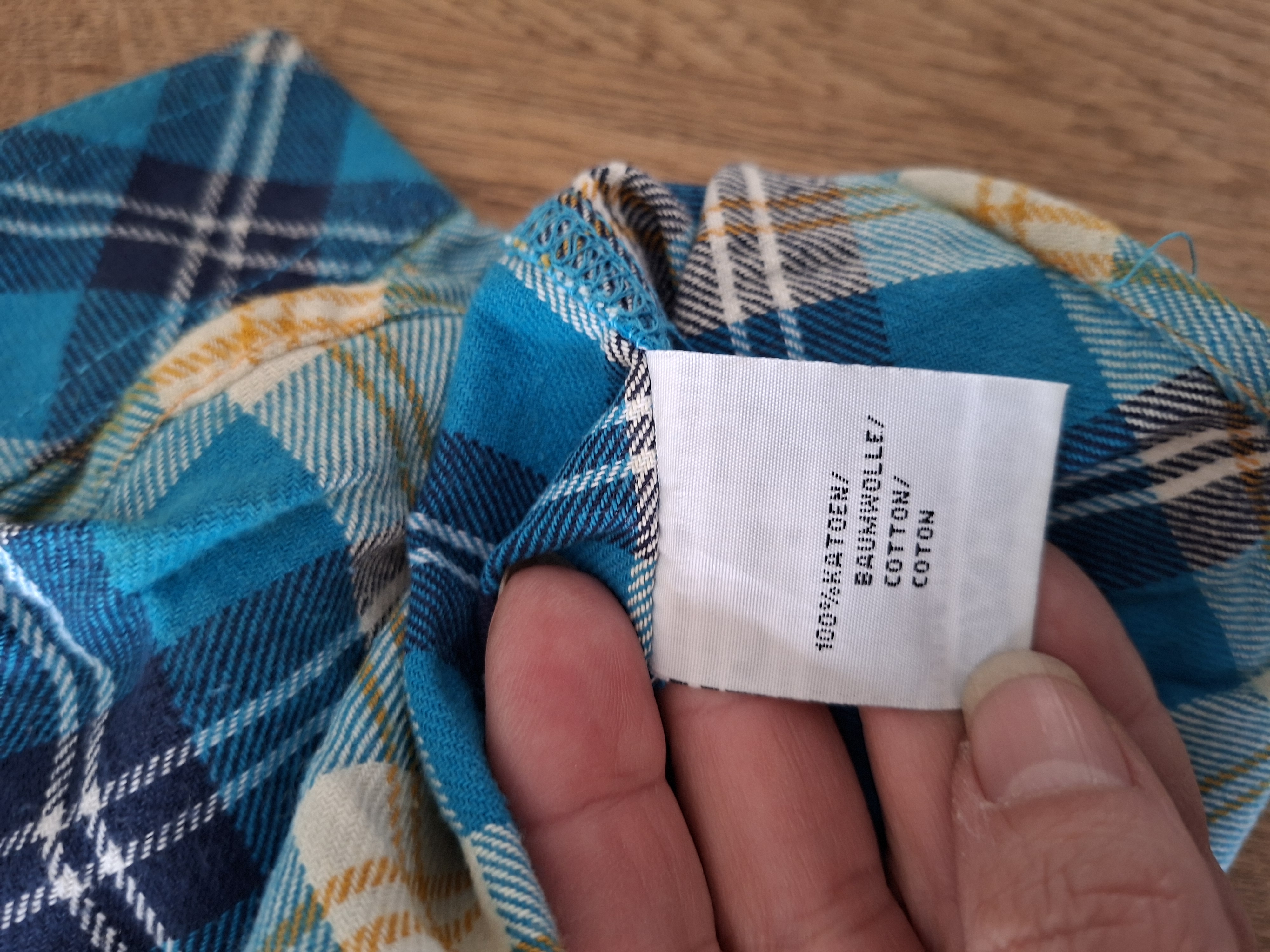 Øiboi flanellen overhemd turquoise geblokt