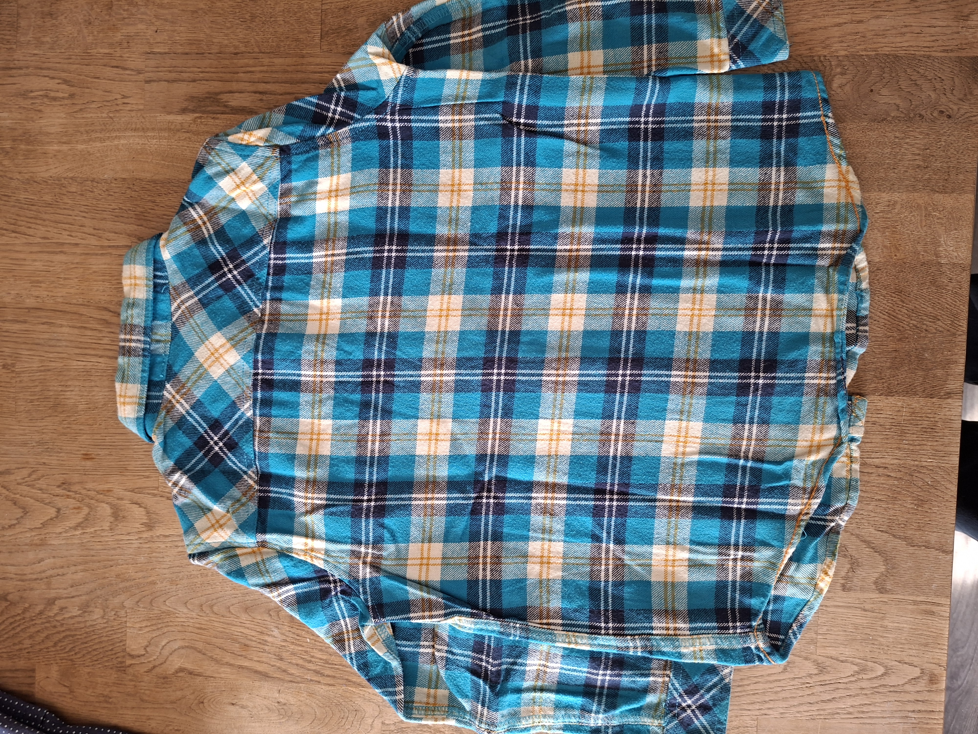 Øiboi flanellen overhemd turquoise geblokt