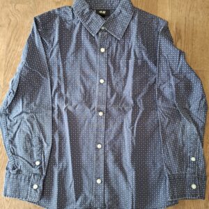 H&M overhemd donkerblauw ruitjesprint
