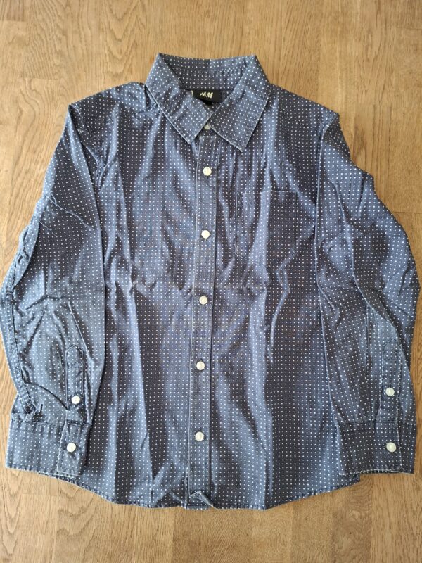 H&M overhemd donkerblauw ruitjesprint