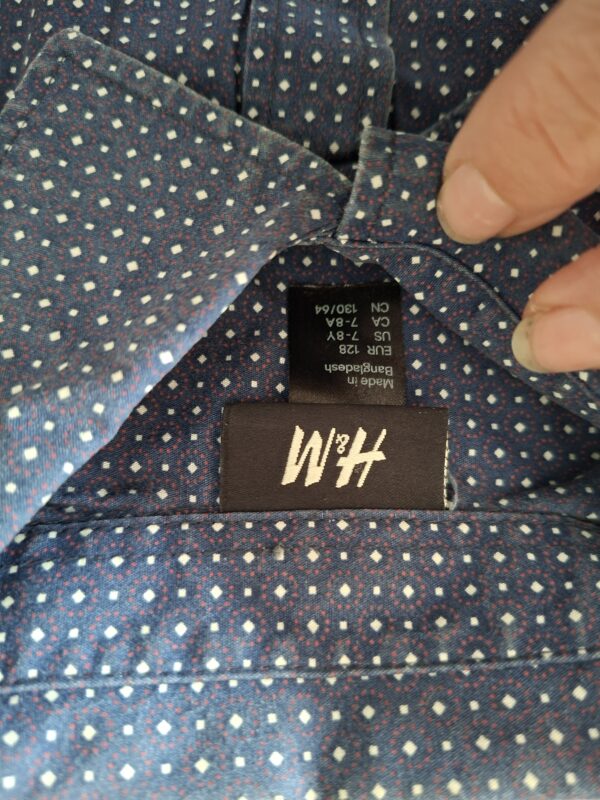 H&M overhemd donkerblauw ruitjesprint