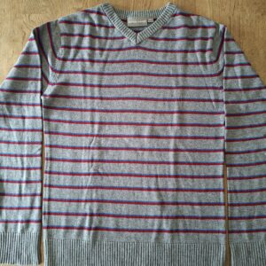 Actual Basics gestreepte trui grijs V-hals