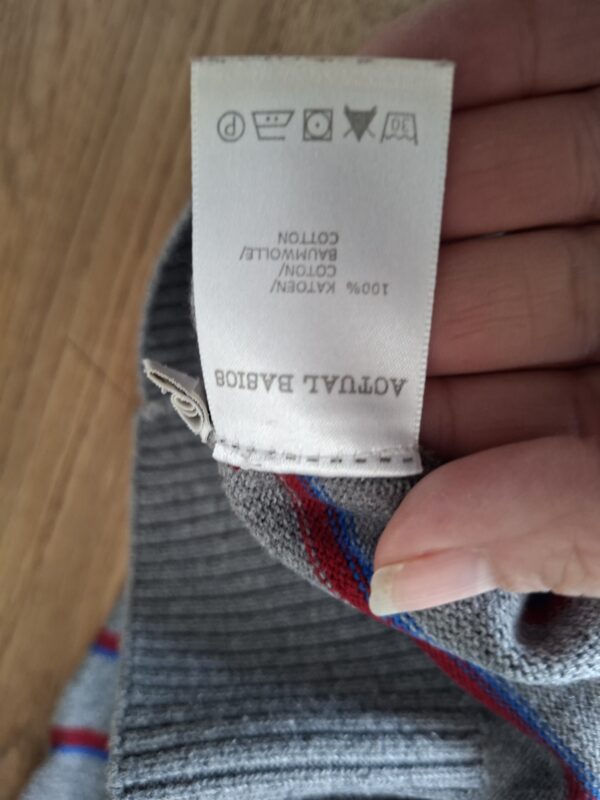 Actual Basics gestreepte trui grijs V-hals