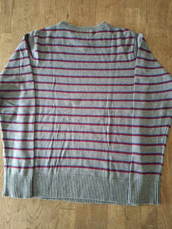 Actual Basics gestreepte trui grijs V-hals