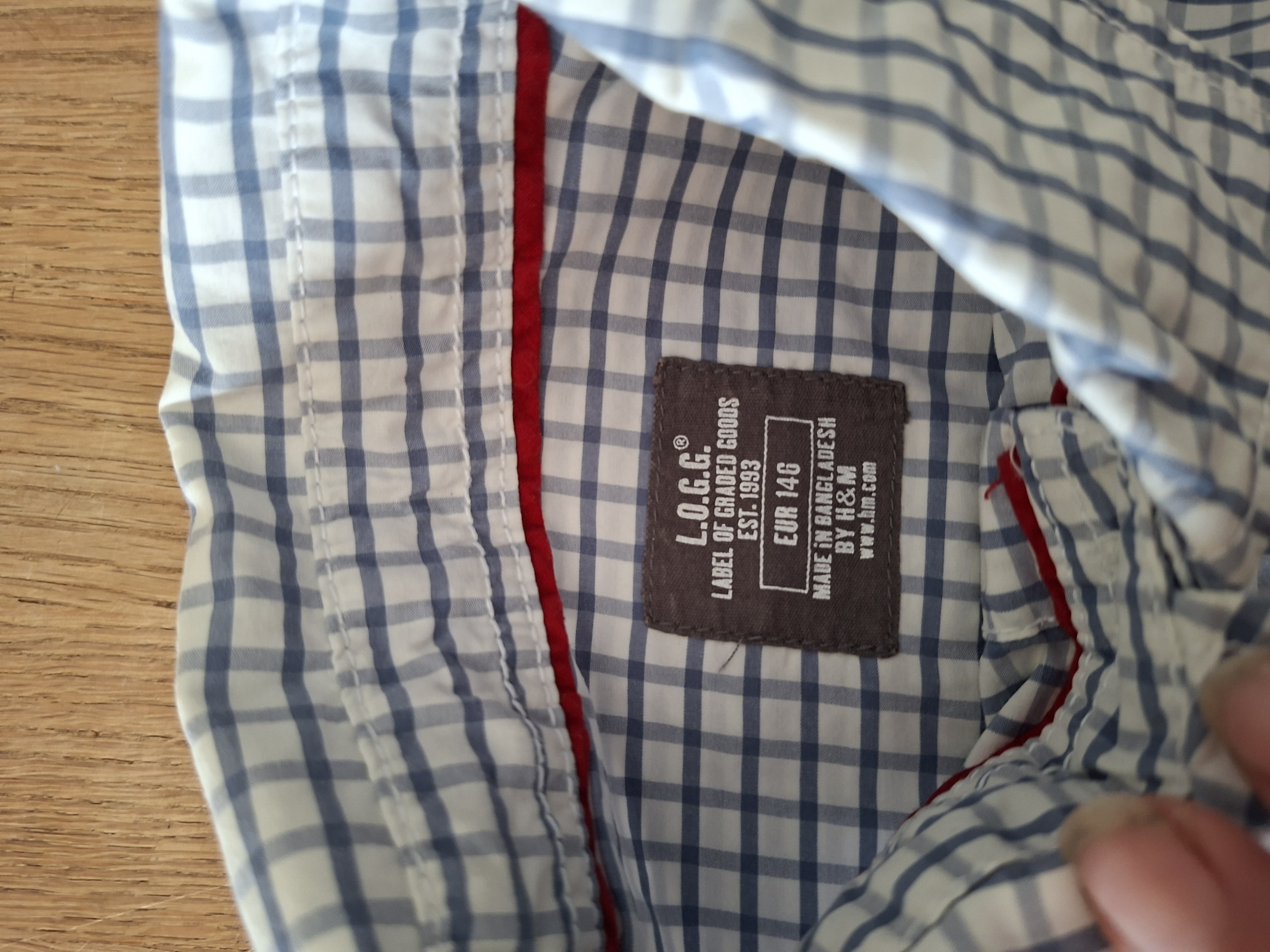 L.O.G.G. by H&M overhemd wit blauw ruitjes