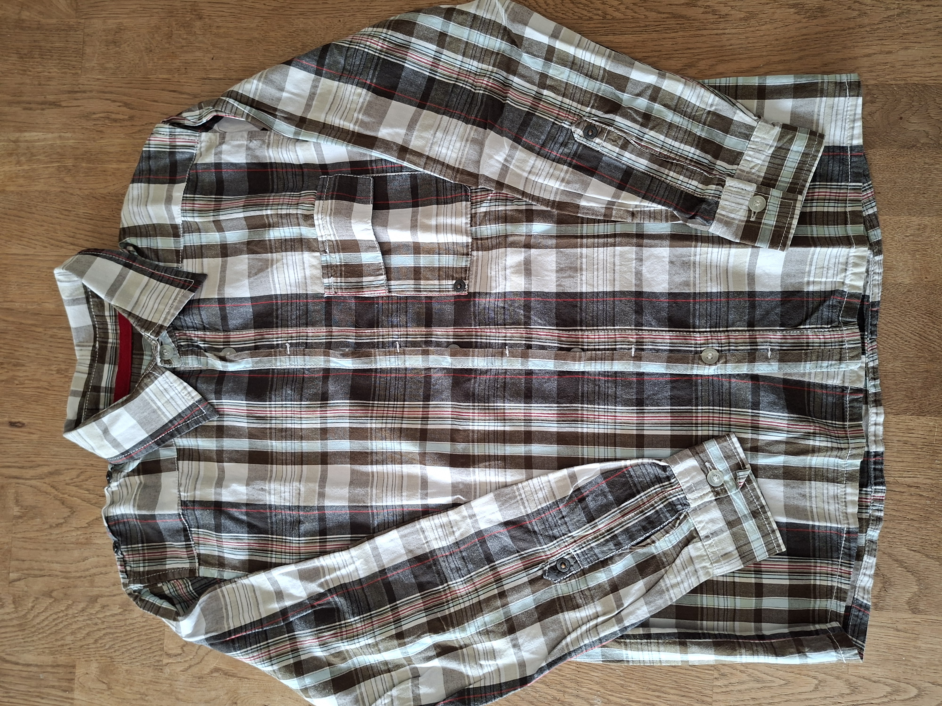 Ravagio overhemd blauw/wit/rood geruit