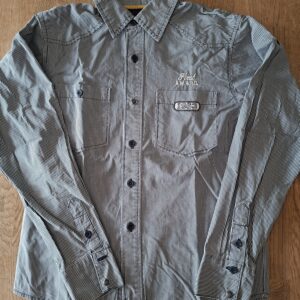 WE Fashion overhemd wit/blauw gestreept met borduurwerk