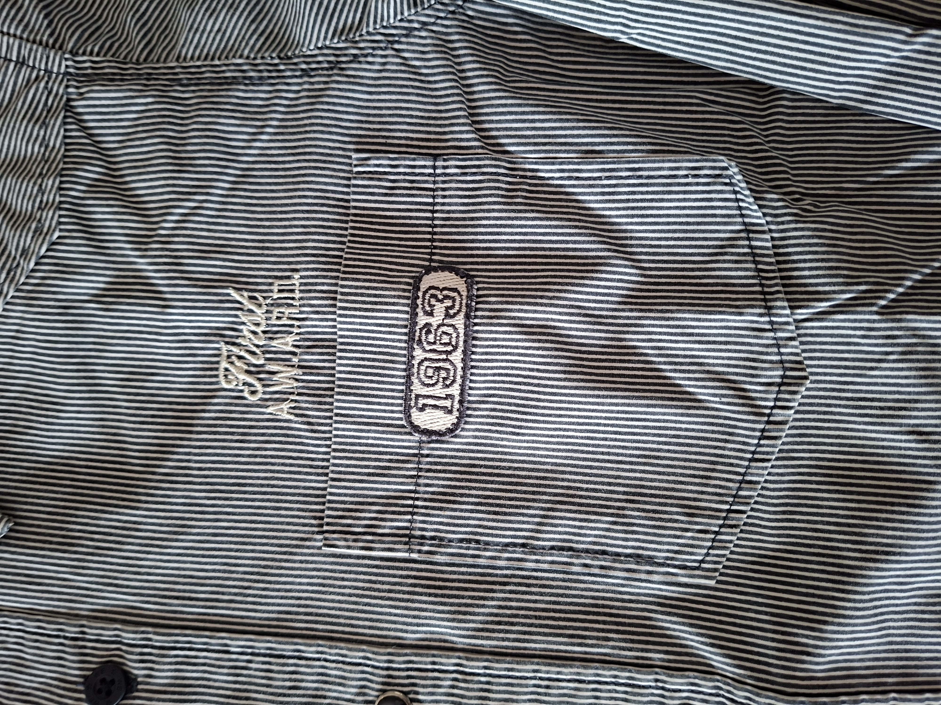 WE Fashion overhemd wit/blauw gestreept met borduurwerk