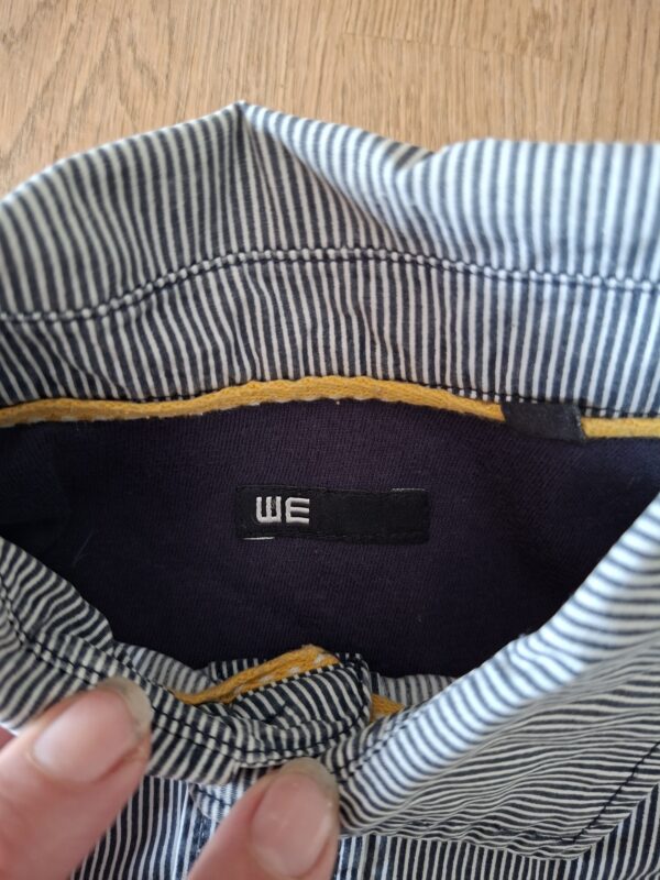 WE Fashion overhemd wit/blauw gestreept met borduurwerk