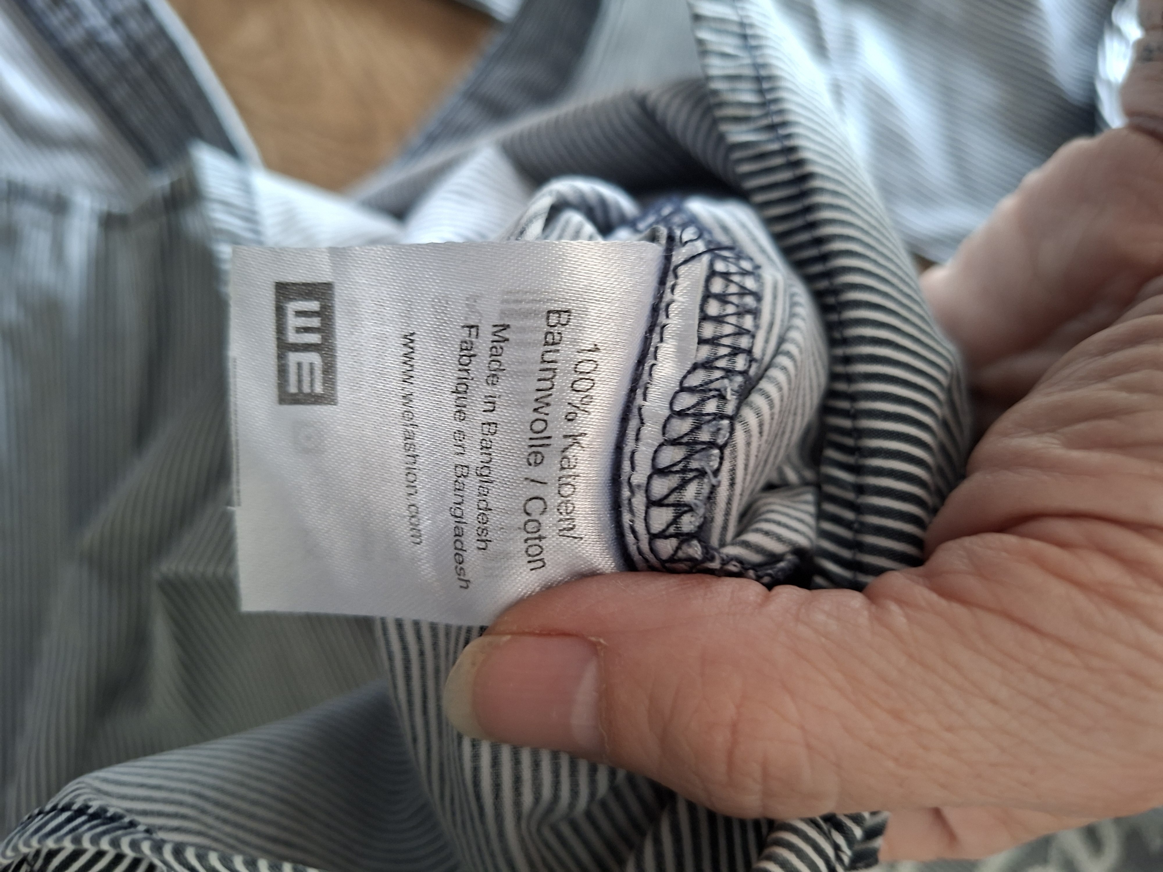 WE Fashion overhemd wit/blauw gestreept met borduurwerk