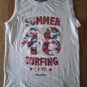 Unlocked mouwloos shirt wit met surfing print