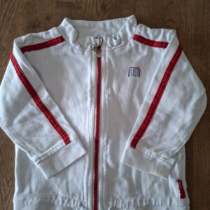 Mexx vest wit met rode strepen en rits