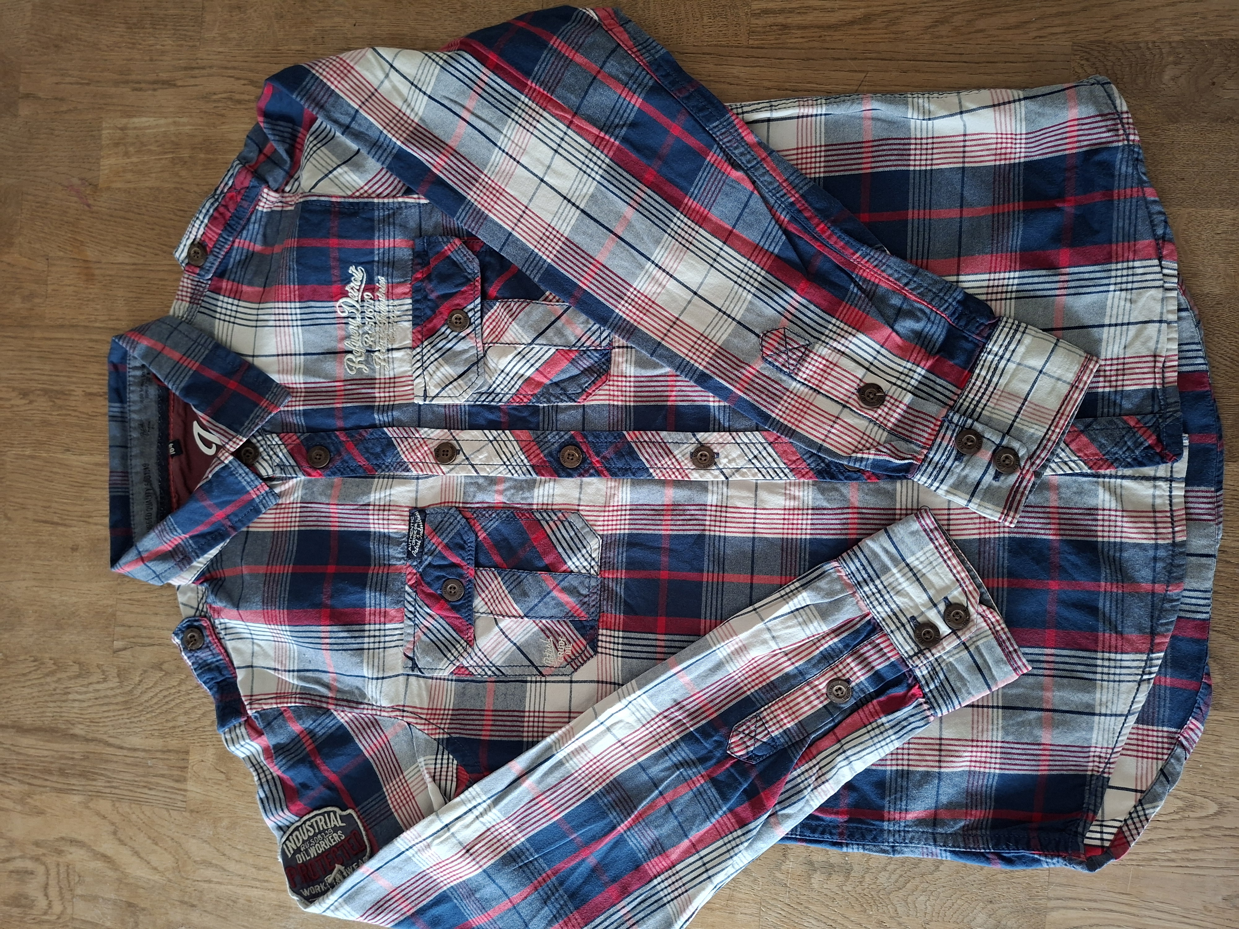 Petrol Industries overhemd blauw/rood geruit maat 164