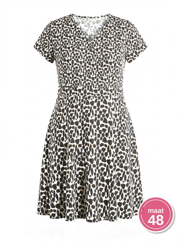 Gafair Jurk met dierenprint Zwart/Wit/Bruin Maat XXL