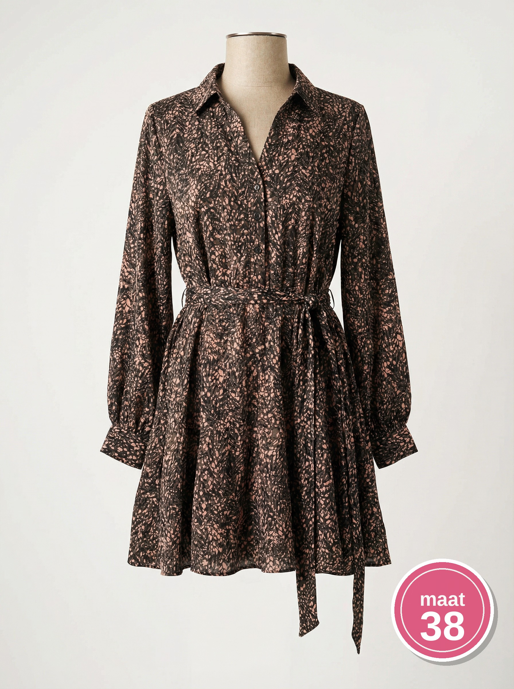blouse_maat38 Cotton Club Satin Jules Dress Groen/Zwart/Beige M