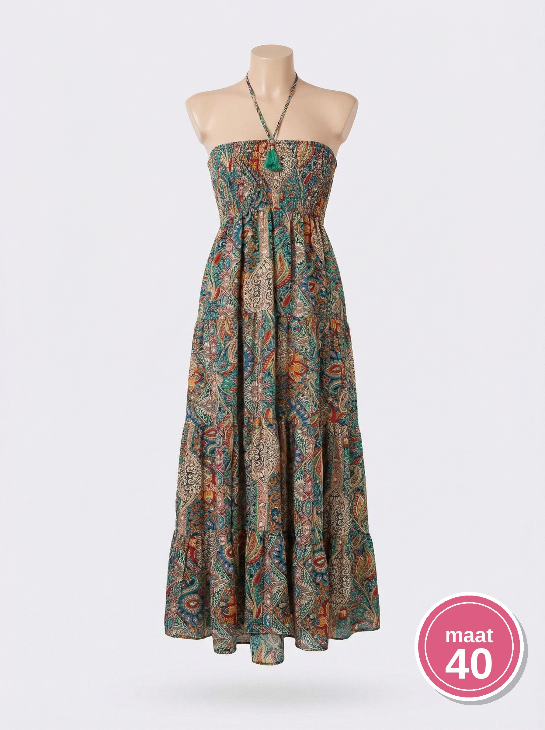 Lajoly boho maxi jurk paisley multicolor maat L/XL