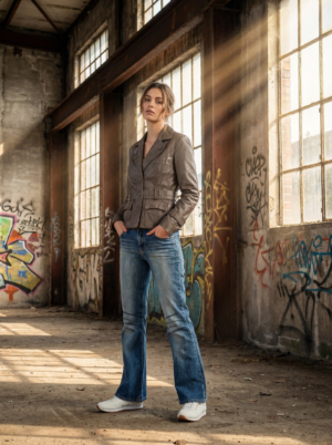 Vero Moda leren jasje taupe dames maat M