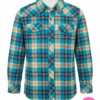 Øiboi flanellen overhemd turquoise geblokt