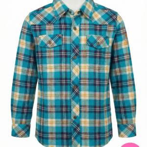 Øiboi flanellen overhemd turquoise geblokt