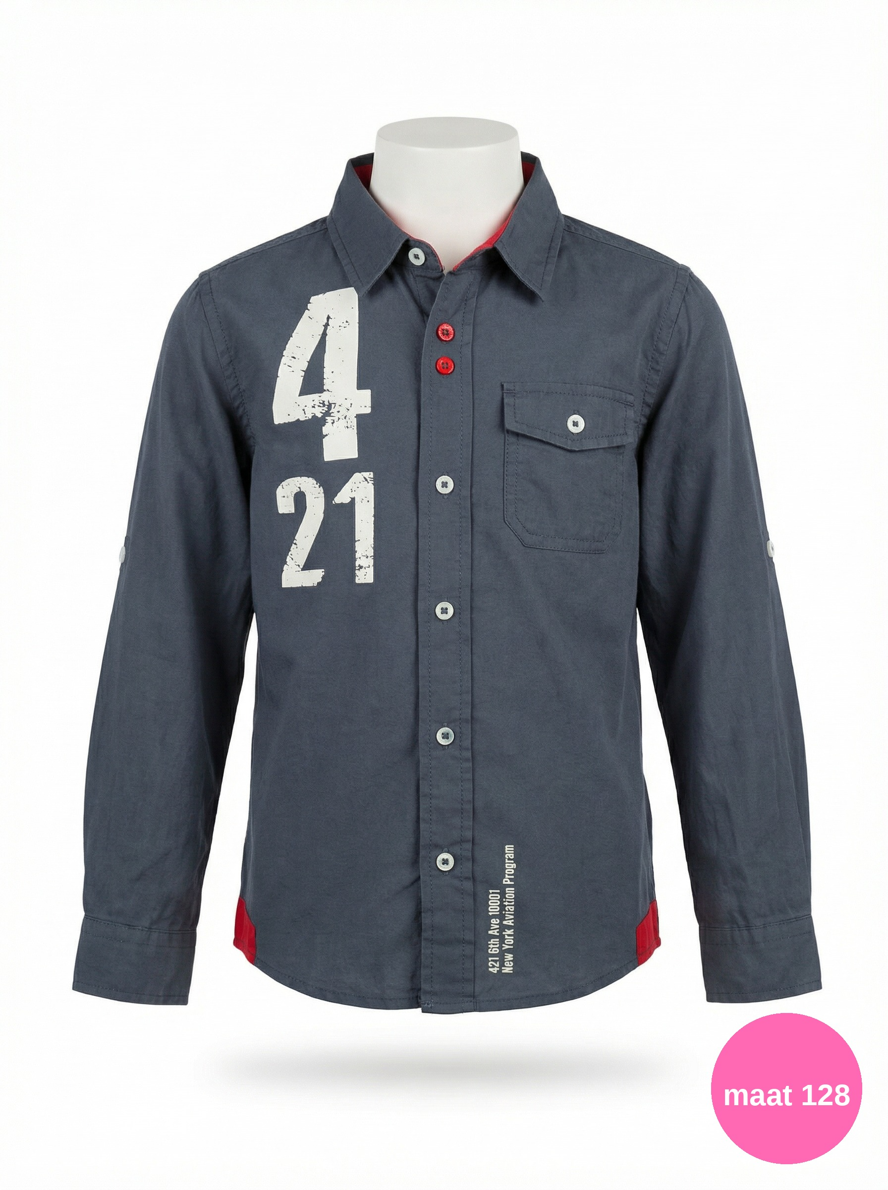 Øiboi overhemd donkergrijs Aviation Dept jongens maat 128