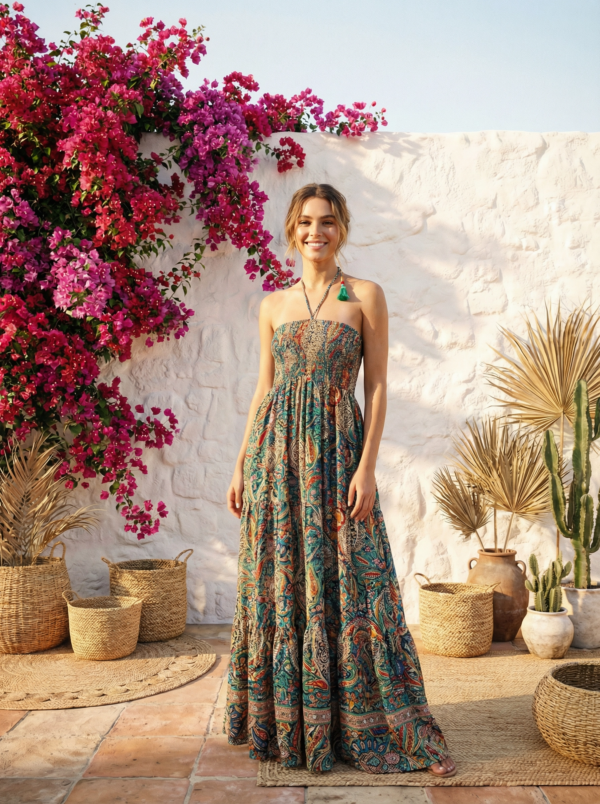 Lajoly boho maxi jurk paisley multicolor maat L/XL