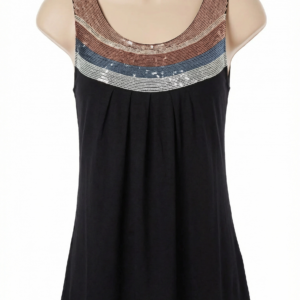 MNG Casual Sportswear zwart hemdje pailletten hals maat XS