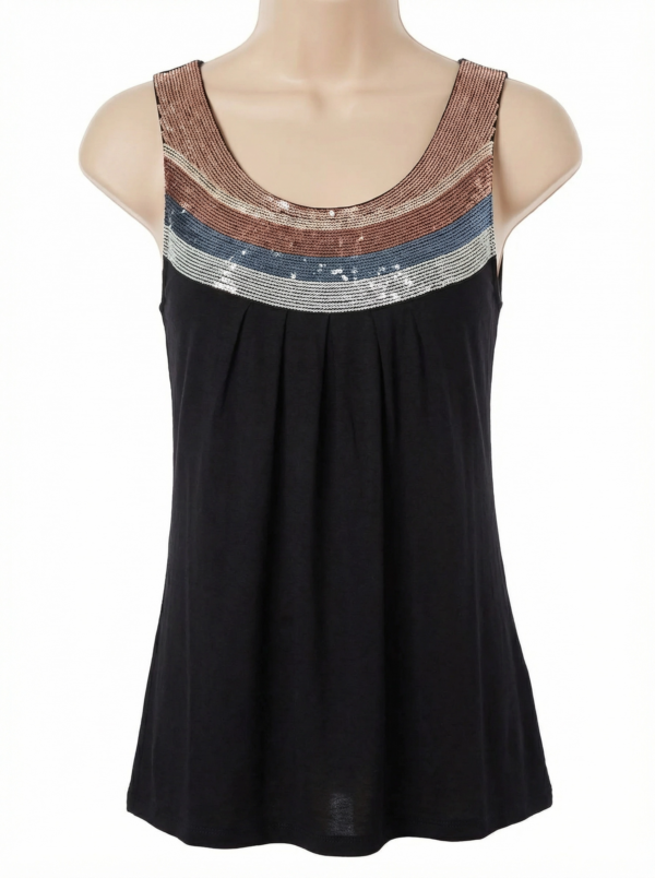 MNG Casual Sportswear zwart hemdje pailletten hals maat XS