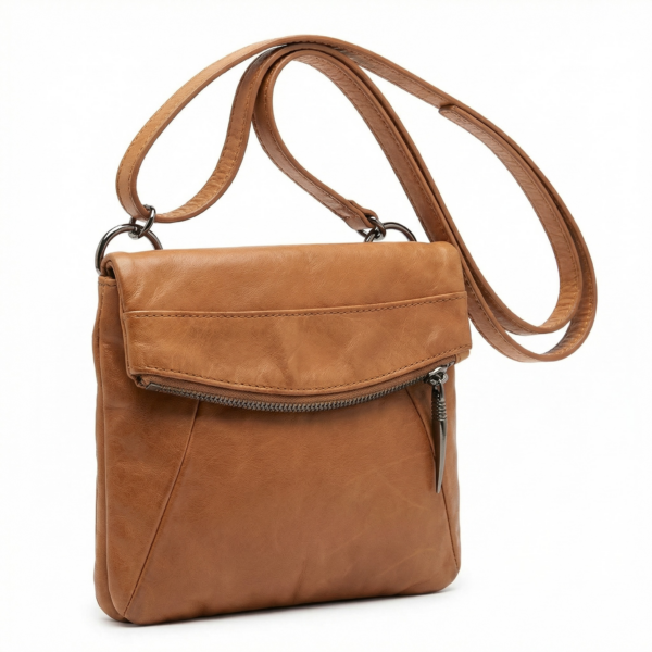 Sarah Pacini leren crossbody tas camel cognac