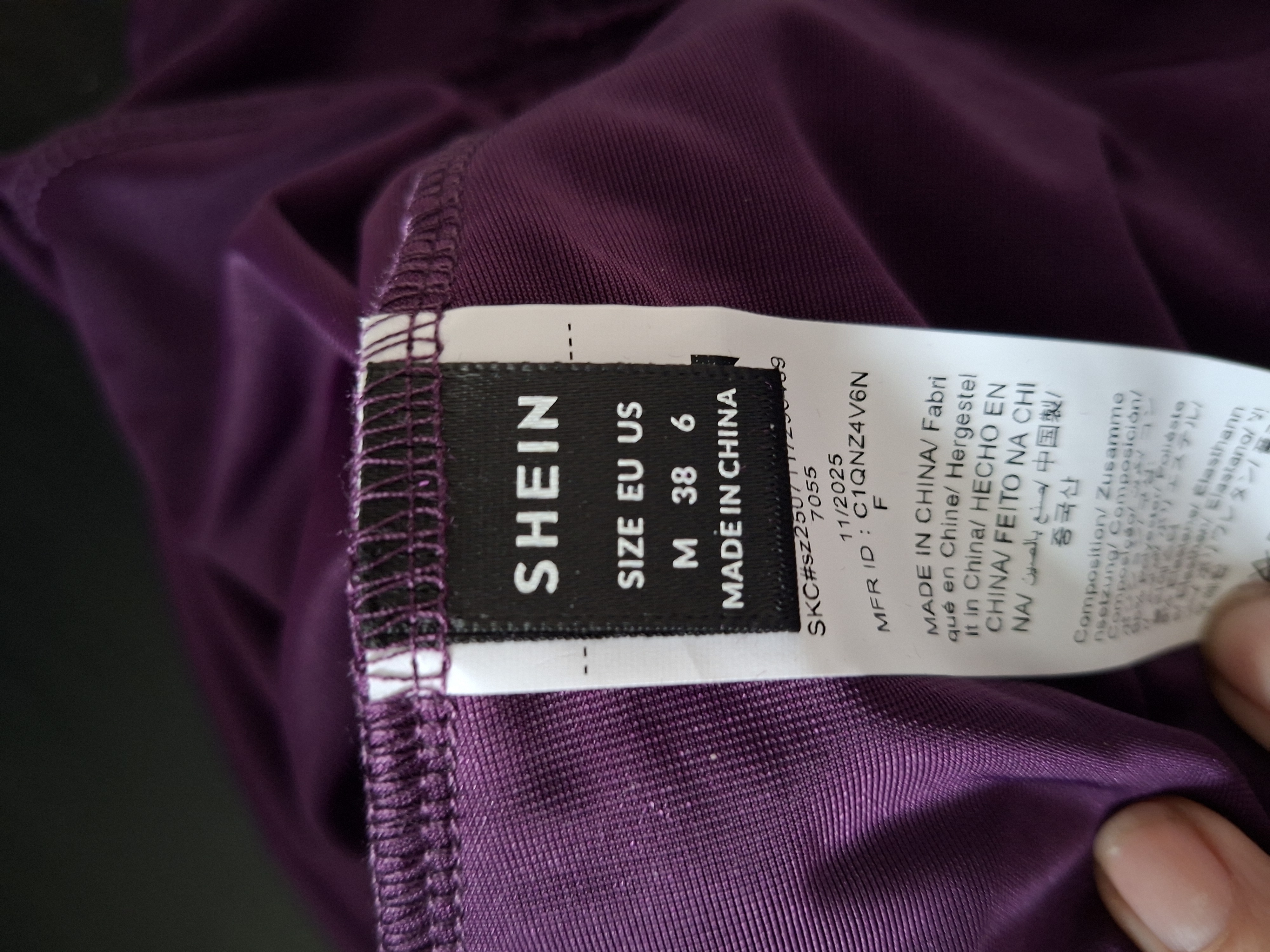 Shein Wijde Broek Satijn Aubergine Maat M (38)