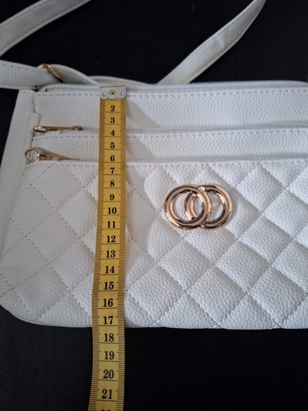 Schoudertas Baguette Wit met Goudkleurige Details